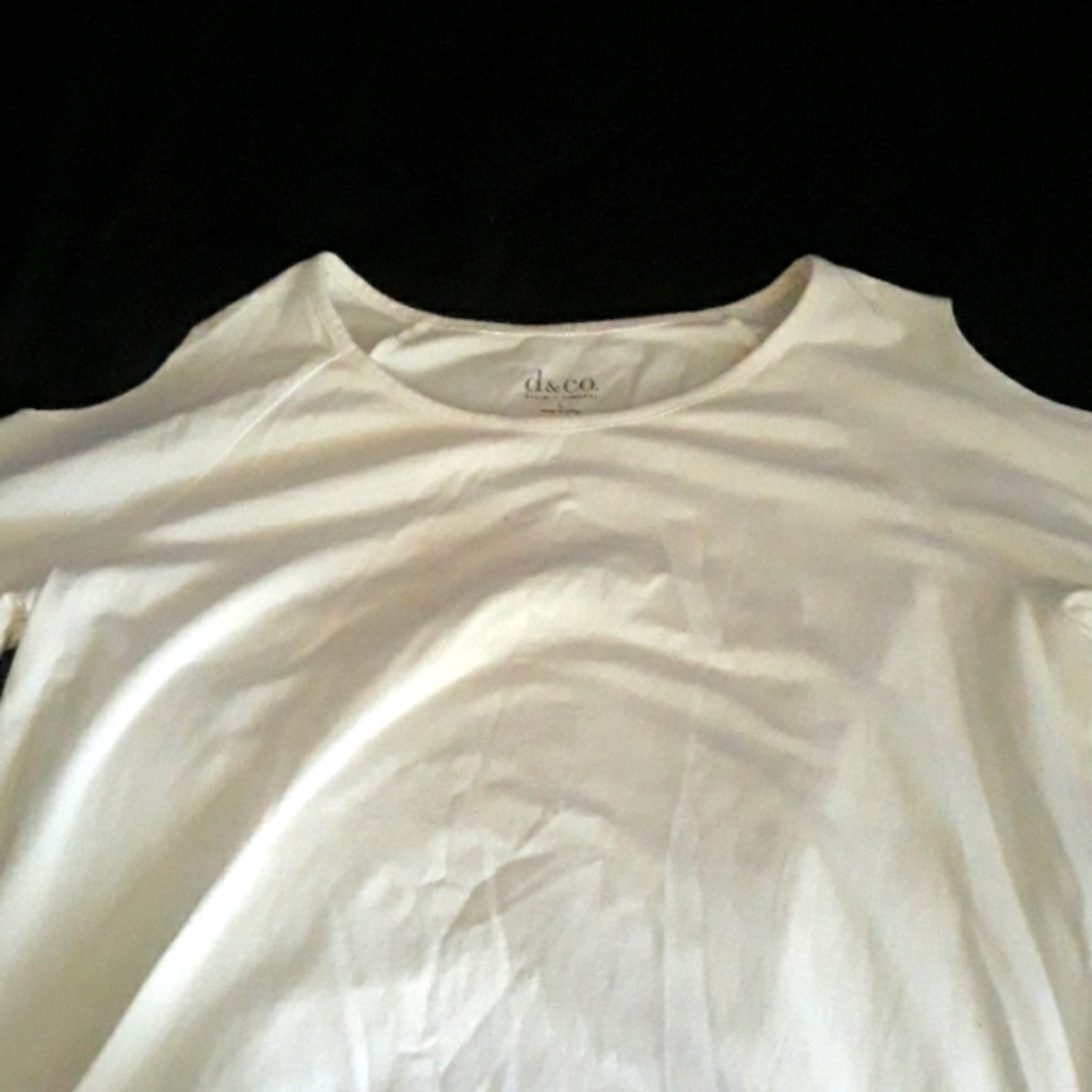 Open Shoulder, Medium Sleeve White Tee